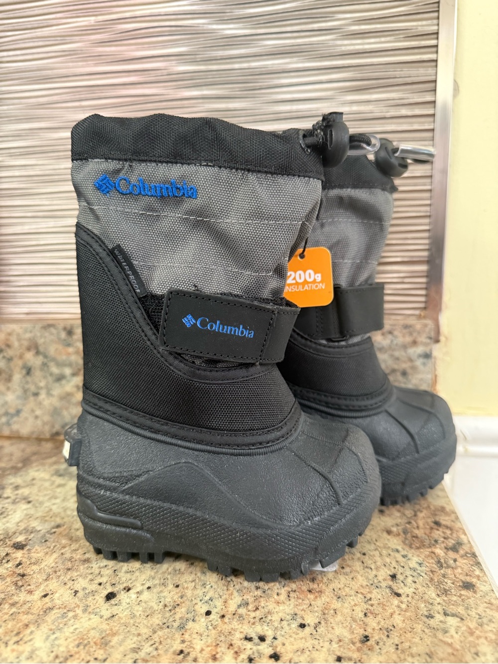 Columbia Kids Black and Gray Insulated Snow Boots